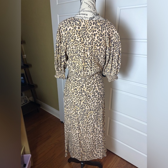 Faithfull the Brand Marie Louise Mila Leopard Animal Print Midi Dress 6 - Picture 4 of 9